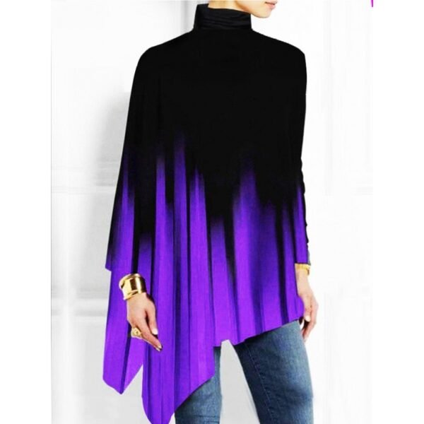 Long Sleeved Irregular Hem Solid Color Pullover Top - Image 10