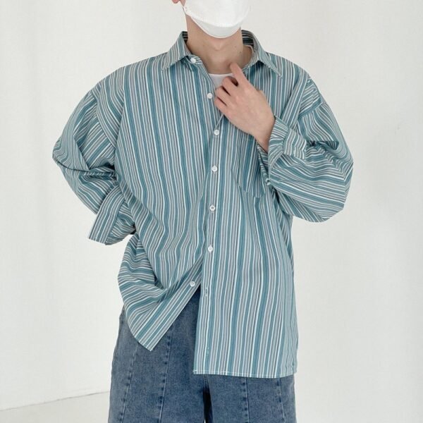 Striped Long-sleeved Shirt Men's Hong Kong Style - Image 3