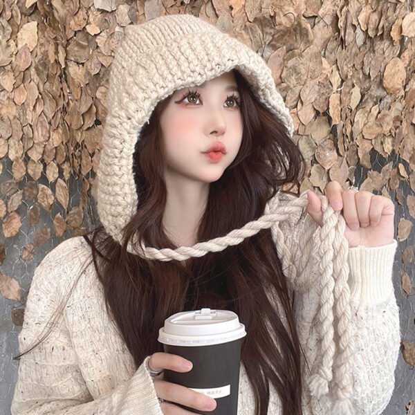 Small Face Woolen Cap Women's Big Head Circumference Knitted Hat - Image 2