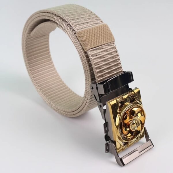 Men's Canvas Smooth Buckle Nylon Pressing Buckle Good Luck Comes Pant Belt - Image 6