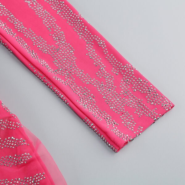 Elegant Deep V-neck Long Sleeve Slim Fit Rhinestone Sequined Jumpsuit - Image 6