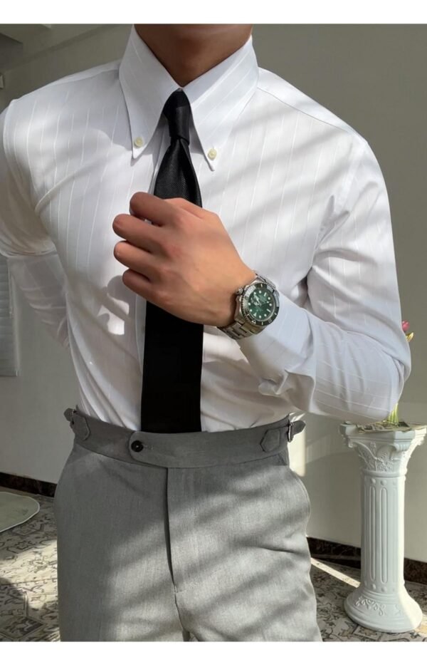 Spring Striped Four Seasons Shirt Elastic Fashion Men - Image 5