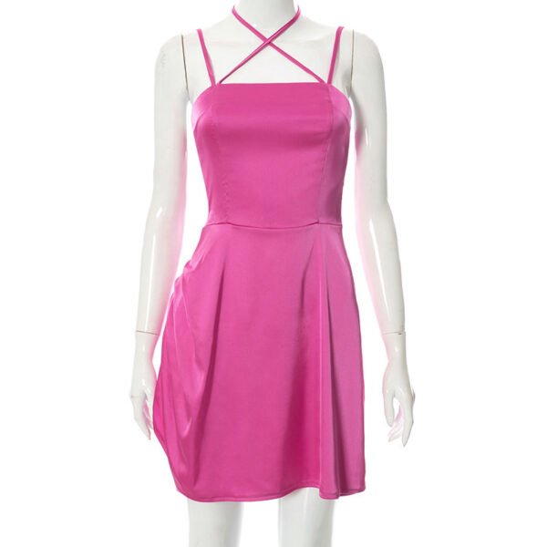 Spring New Solid Color Cross-halterneck Suspenders Dress Women - Image 5