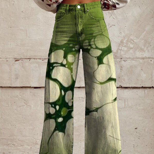 Thin Anti-3D Trendy Bell-bottom Pants Women's Denim Wide-leg Pants