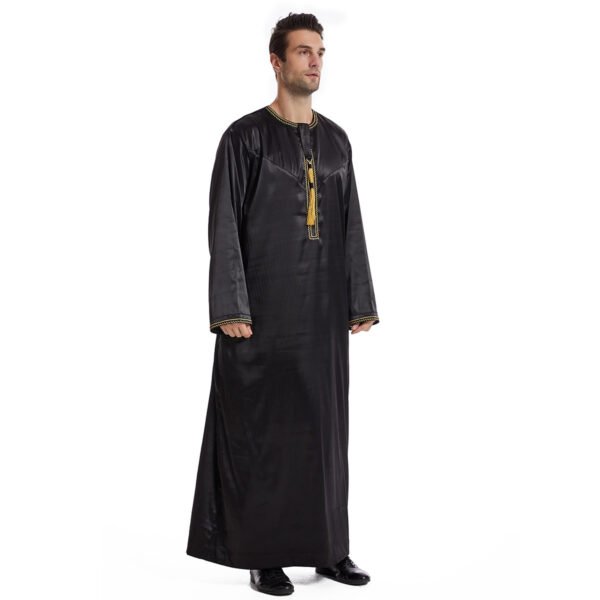 Ethnic Stitching Contrast Color Men's Robe - Image 5