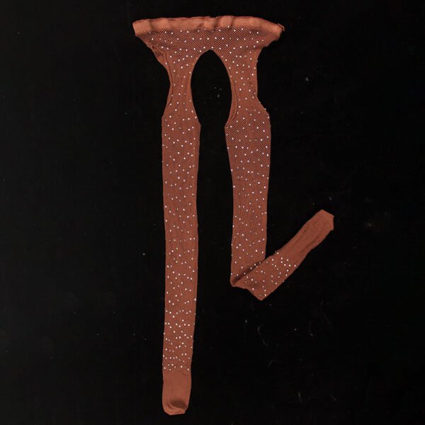 Rhinestone Quartz Four Sides Carved Empty Fishnet Stockings Crotch Free - Image 8