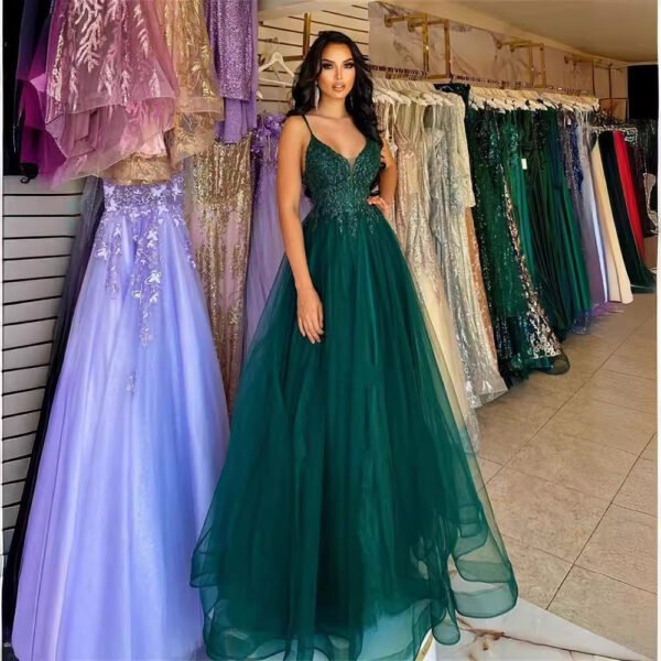 Dark Green Banquet Host Evening Dress - Image 2