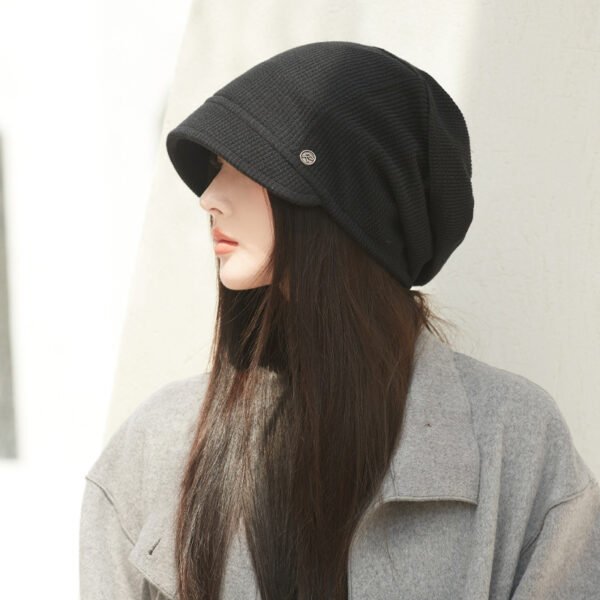 Japanese Style Beanie Hat Small Face Sleeve Cap Big Head Circumference Pile Style - Image 6