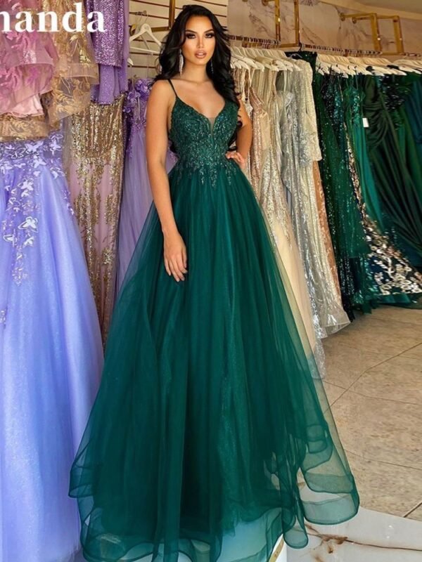Dark Green Banquet Host Evening Dress - Image 5