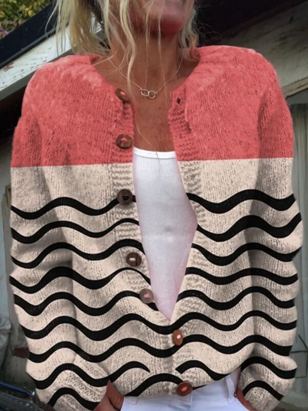 New 3D Digital Printed Cardigan Knitted Jacket For Women - Image 7