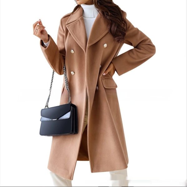 Simple Double Breasted Woolen Trench - Image 6