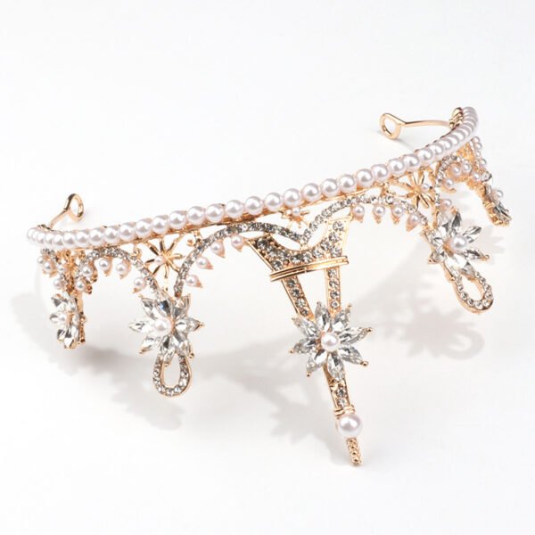 Golden Crown Eiffel Tower Rhinestone Flower Crown - Image 5