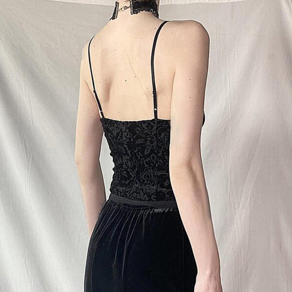 Dark Lace Camisole Vintage Court Style - Image 3