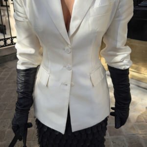 Classic White Waisted Blazer