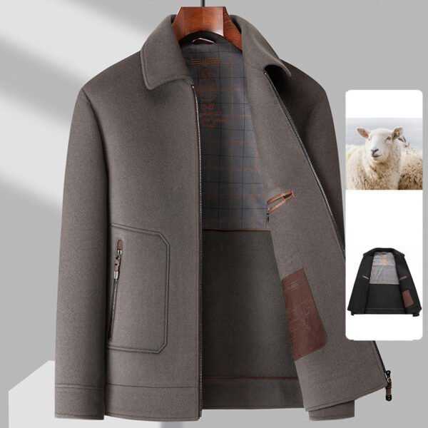 Casual Detachable White Duck Down Liner Lapel Pure Wool Jacket - Image 7