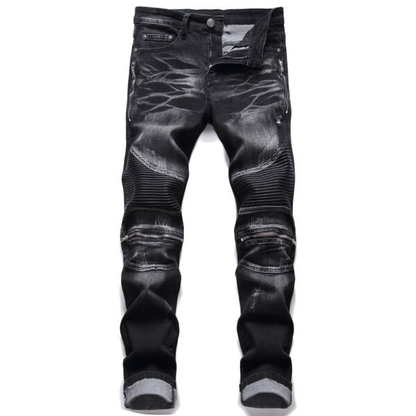 Men's Motorcycle Zipper Oversized Jeans - Image 4