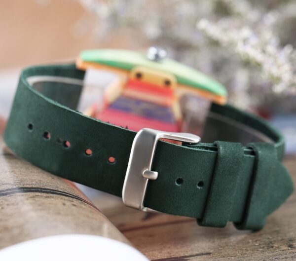 New wooden quartz watch Fashion color digital digital character triangle dial - Image 3