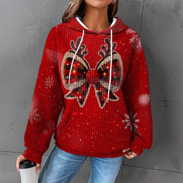 Waffle Sweater Hooded Sweaters Women's Clothing - Image 8