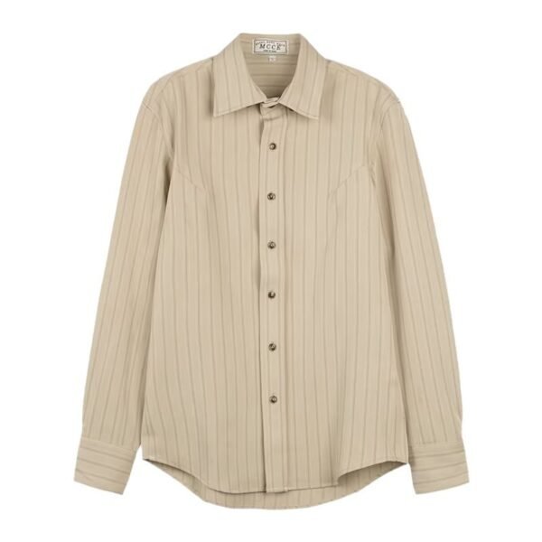 Spring And Autumn Vintage Striped Shirt Men - Image 5