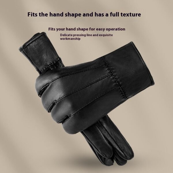 Genuine Leather Gloves For Men Women Fleece Lined Padded Warm Keeping Sheepskin Gloves - Image 4