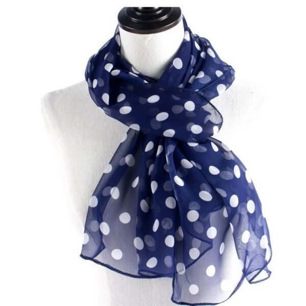 Polka Dot Scarf Bright Red Scarf Polka Dot Thin Chiffon Sunscreen Shawl - Image 5