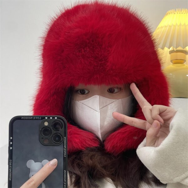 Blue Mink Velvet Ushanka Female Northeast Plush Bonnet - Image 10