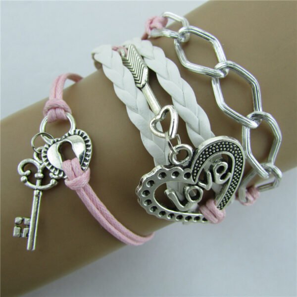 Love lock a lock heart chain love password diy bracelet wax rope braid bracelet - Image 3