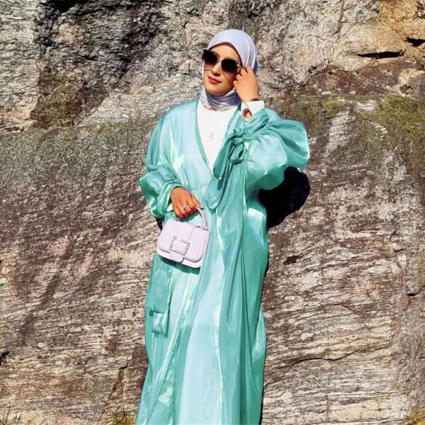 Six-color Middle East Arabic Cardigan Lace-up Bow Robe - Image 2