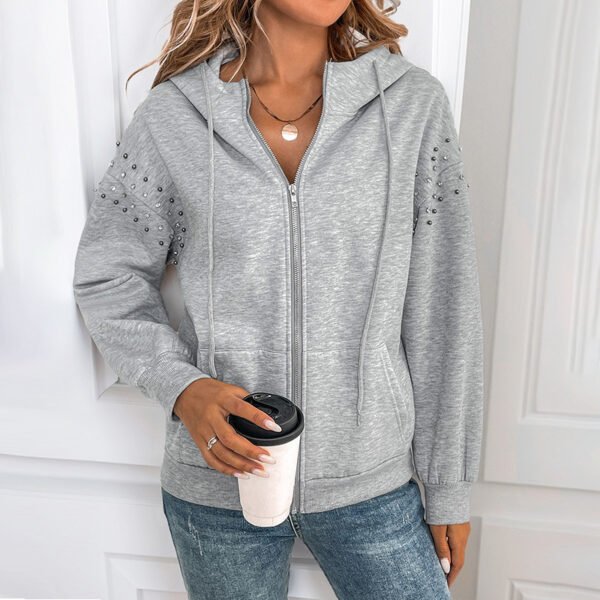 Hooded Long Sleeve Sweater Rivet Fashion Women - Image 6