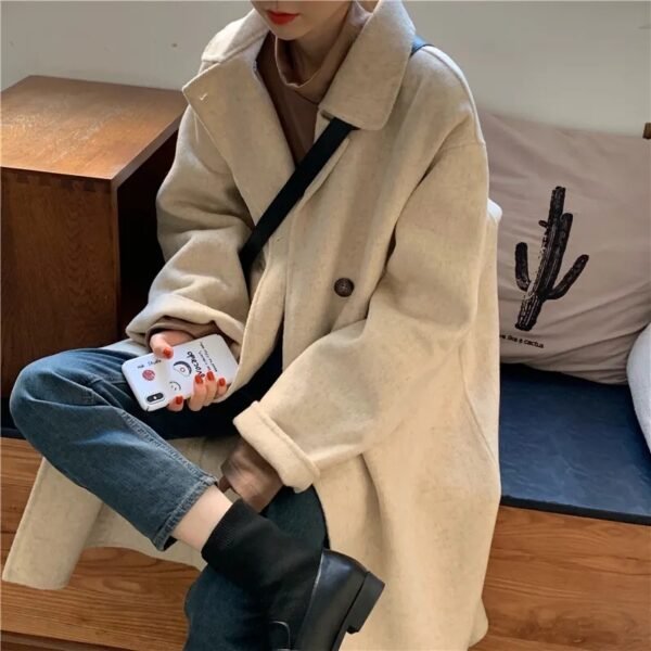 Popular Mid-length Loose All-match Small Woolen Coat - Image 3
