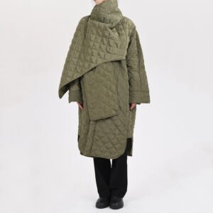 Quilted Scarf Collar Coat