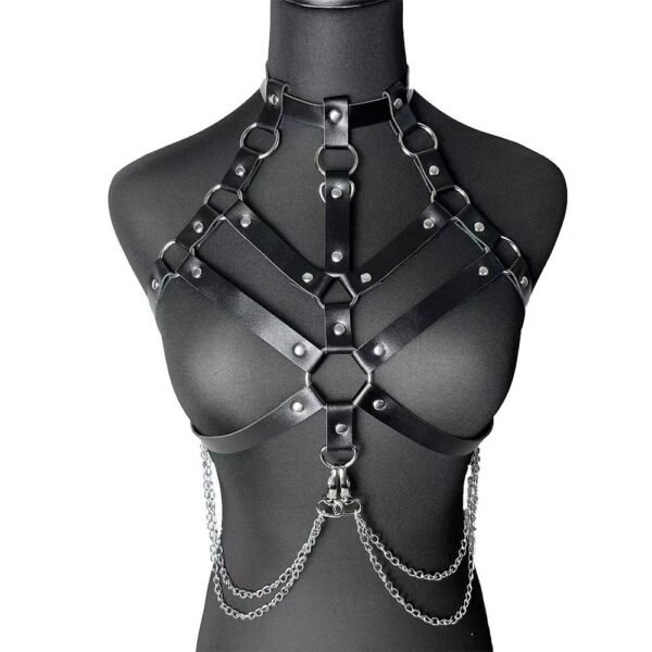 Women's Chain Leather Stage Performance Costume And Accessories - Image 2