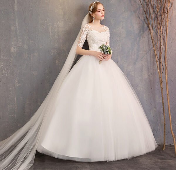Slim Mid-sleeve Plus Size Photo Studio Wedding Dress - Image 3