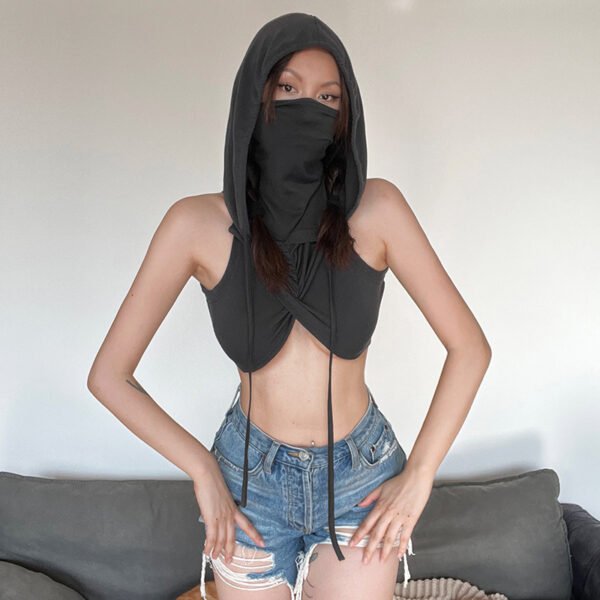 Hooded Crop Slimming Personality Everything Small Vest - Image 8