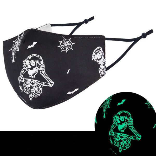 Halloween Tricky Party Three Layer Washable Cloth Mask 3D Luminous Printing - Image 2