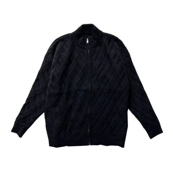 Casual Stand Collar Solid Color Autumn And Winter New Cardigan Cable-knit Sweater Men - Image 5