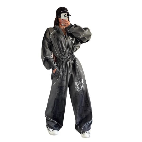 Women's Street Hip-hop Washed Graffiti Brushed Jumpsuit - Image 5