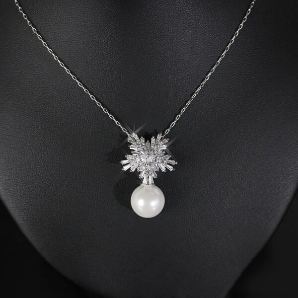 Korean temperament luxury high-grade pearl necklace earrings set with zircon jewelry micro all-match fashion bride - Image 8