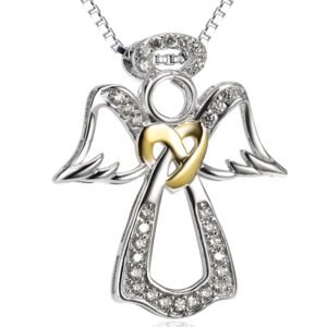 S925 sterling silver heart-shaped diamond-studded item Angel gold-plated pendant necklace
