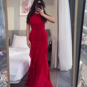 Red Ruffled Sleeveless Maxi Dress
