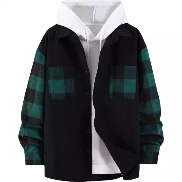 Autumn New Plaid Colorblock Long Sleeve Men's Casual Shirt - Image 4