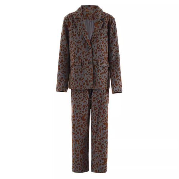 Leopard Print Casual High-end Temperament Suit Wide Leg Pants Two-piece Suit - Image 6