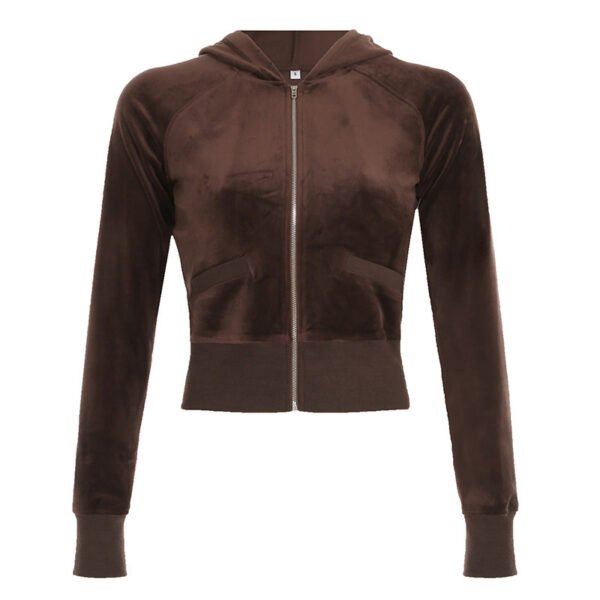 European And American New Suede Hooded Zipper Jacket - Image 5