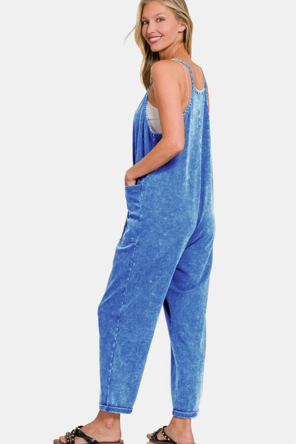 Zenana Washed Spaghetti Straps Overalls With Pockets - Image 3