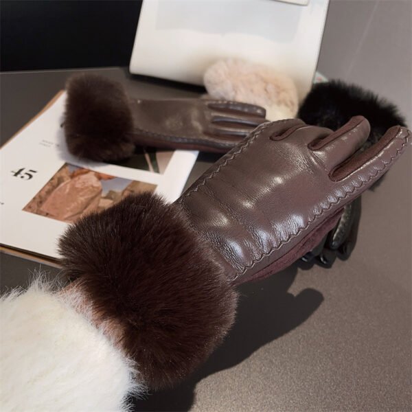 PU Leather Stitching Suede Gloves - Image 5