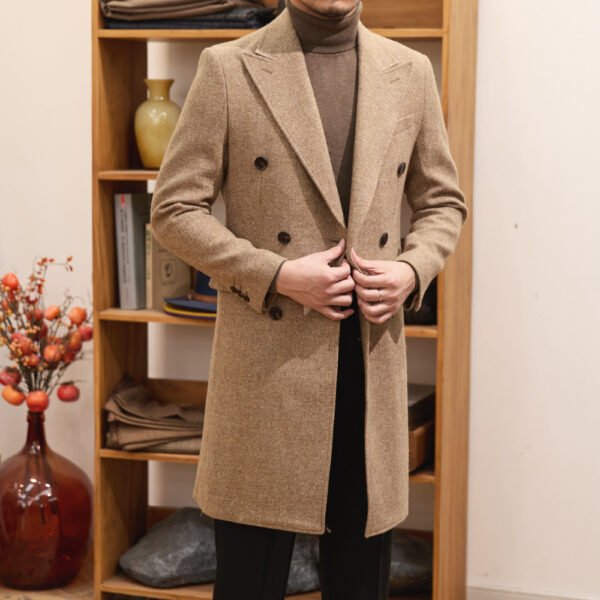 Autumn And Winter Brown Bar MACN Warm Wool Overcoat - Image 3