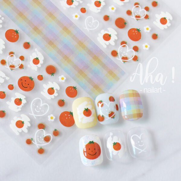 Nail Sticker Cherry Peach Summer Energic Girl Lemon Cream Orange Fruit Fingernail Decoration Stickers - Image 4