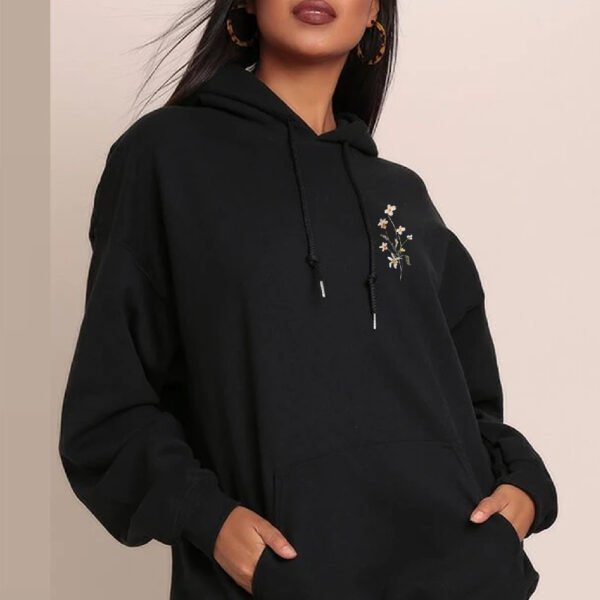Lady's Flower Hoodie Plain Letter Sweater - Image 3