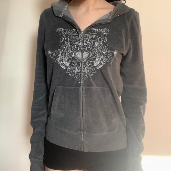 American Retro Printed Loose Sweatshirt Cardigan - Image 4