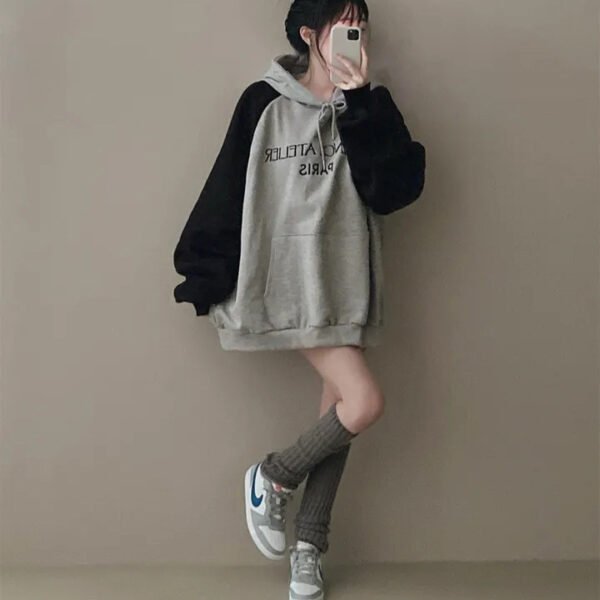 American Retro Wine Red Raglan Sleeve Sweater - Image 3